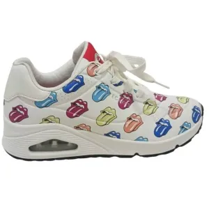 Skechers X ROLLING STONES Uno Sneakers Sz 9 White Multicolor TONGUE Say It Loud