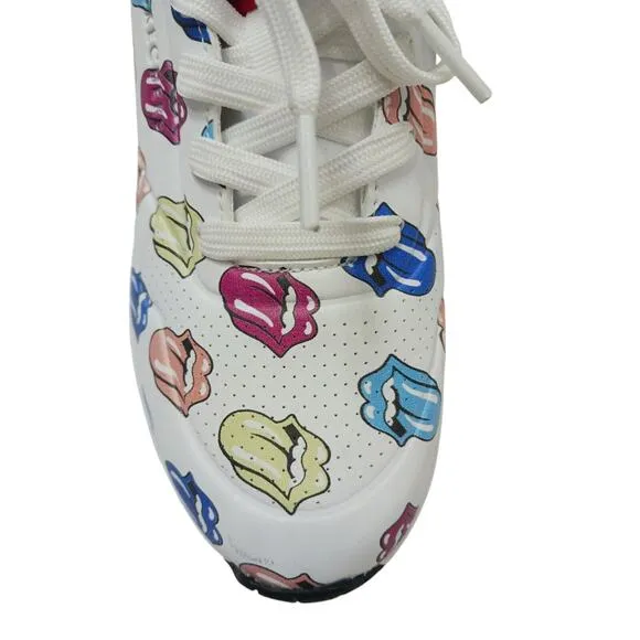 Skechers X ROLLING STONES Uno Sneakers Sz 9 White Multicolor TONGUE Say It Loud