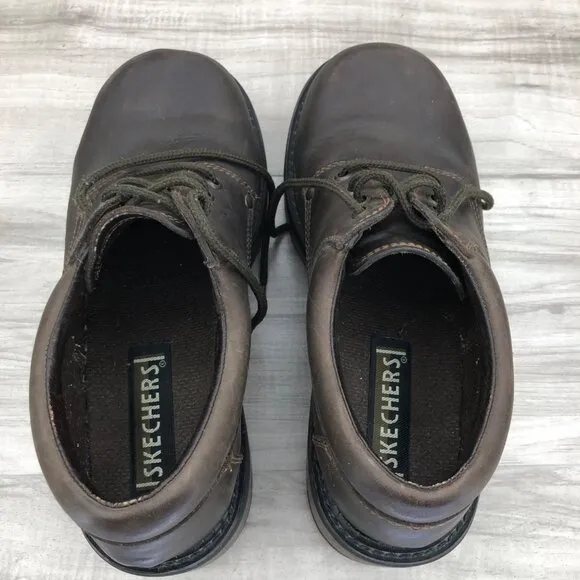 Skechers Y2K Chunky Boots Mens 10B Brown Leather Lace Up Shoes