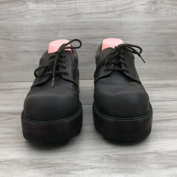 Skechers Y2K Chunky Boots Mens 10B Brown Leather Lace Up Shoes