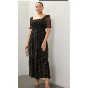 Slate &amp; Willow Puff Sleeve Smocked Floral Maxi Dress Plus Size 2XL Cottage Boho