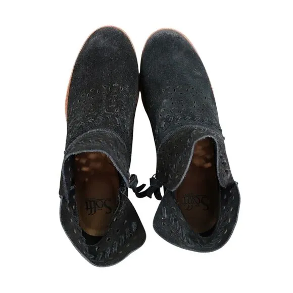Sofft Shoes Womens 8 Booties Fashion Leather Laser Cut Brinkley Lifestyle Black