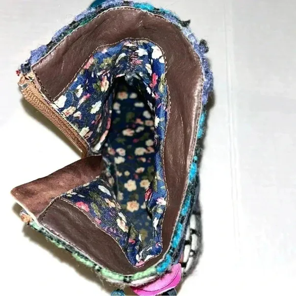 Sofia Womens Size 39  US 8.5 Leather Handmade Boots Lace-up Zipper Boho Cowgirl