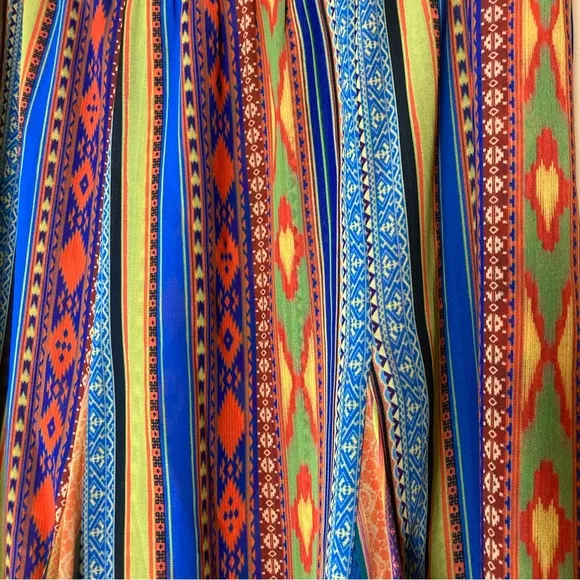 Soft Surroundings Boho Southwestern Aztec Midi Skirt w smocked waist. Sz SM