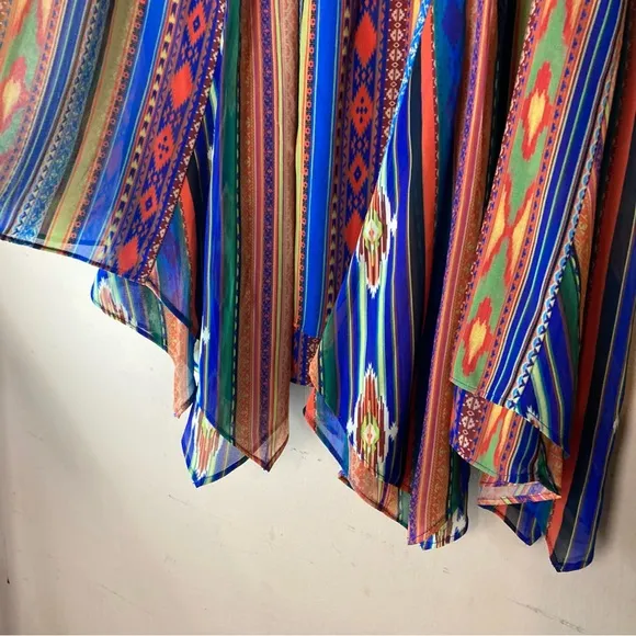 Soft Surroundings Boho Southwestern Aztec Midi Skirt w smocked waist. Sz SM