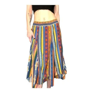Soft Surroundings Boho Southwestern Aztec Midi Skirt w smocked waist. Sz SM