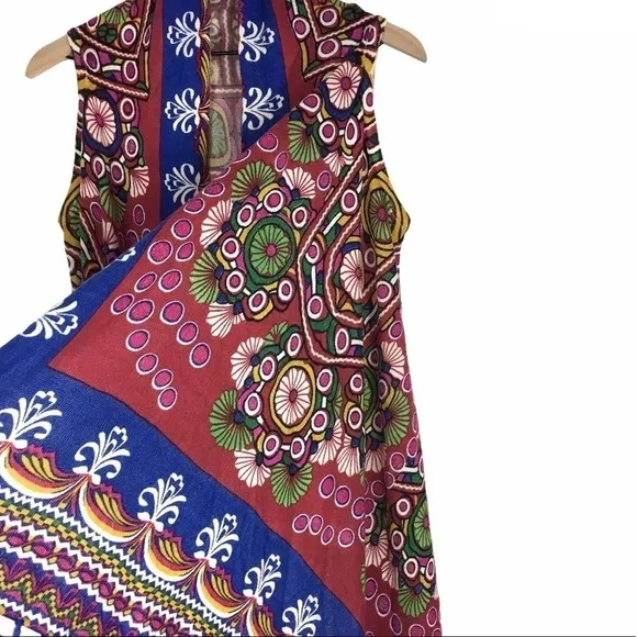 SOHO CHICK Knit Wrap Open Cardigan Fringe Floral Boho Southwestern Size Medium