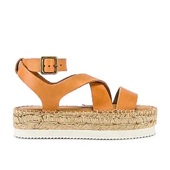 SOLUDOS Anthropologie Olympia Espadrille Flatphorm platform Sandal Tan Size 9.5