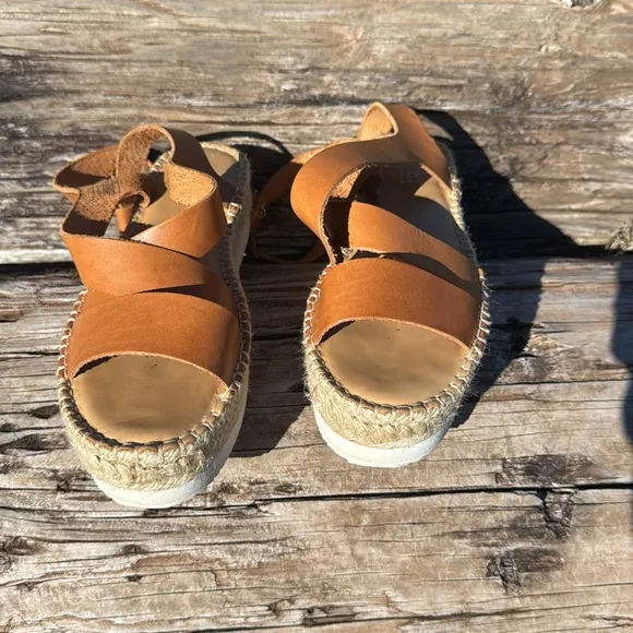 SOLUDOS Anthropologie Olympia Espadrille Flatphorm platform Sandal Tan Size 9.5