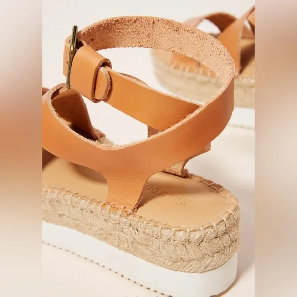 SOLUDOS Anthropologie Olympia Espadrille Flatphorm platform Sandal Tan Size 9.5