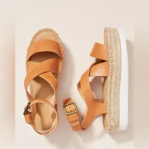 SOLUDOS Anthropologie Olympia Espadrille Flatphorm platform Sandal Tan Size 9.5