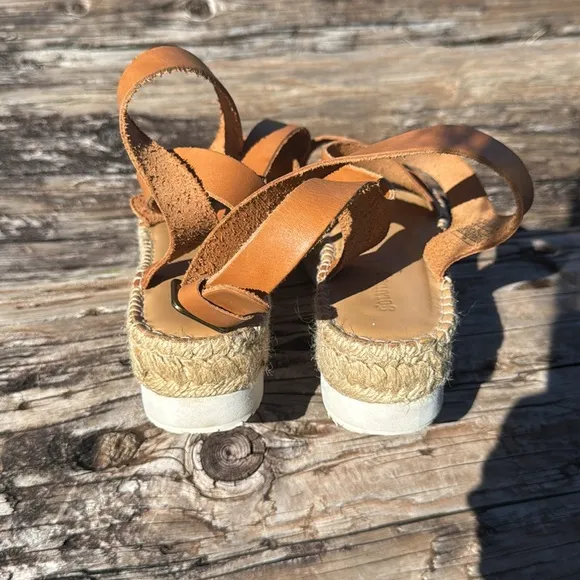 SOLUDOS Anthropologie Olympia Espadrille Flatphorm platform Sandal Tan Size 9.5