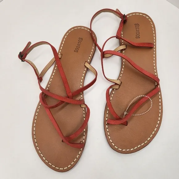 Soludos Revolve sandals women's 9 red suede Zoe strappy boho dainty new $125