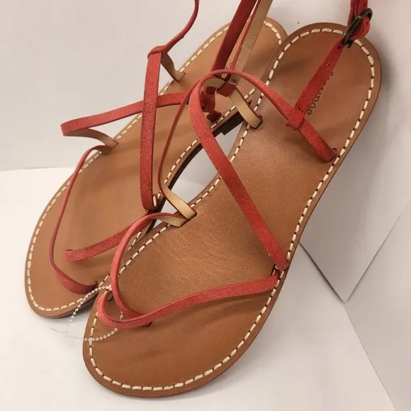 Soludos Revolve sandals women's 9 red suede Zoe strappy boho dainty new $125