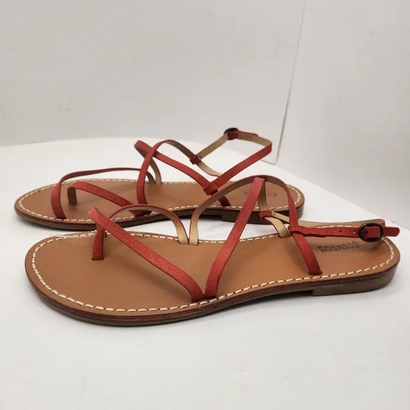 Soludos Revolve sandals women's 9 red suede Zoe strappy boho dainty new $125