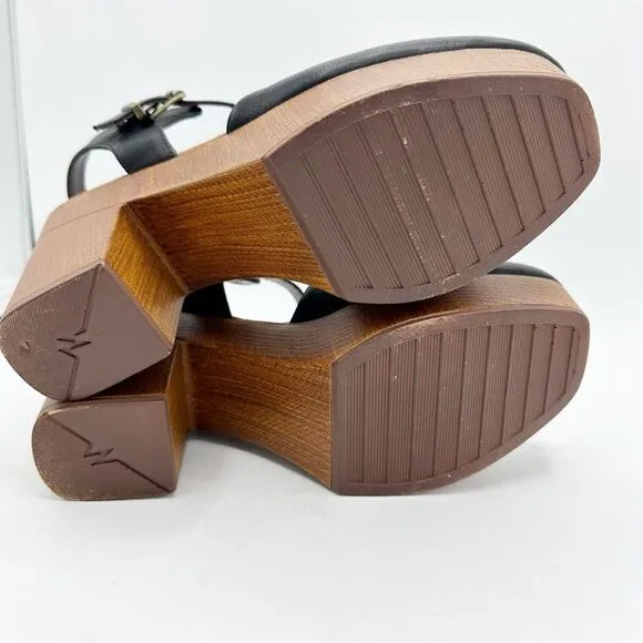 Sonoma Chunky Platform Comfort Sandal Retro Vibe Black Brown Ortholite Sz 9M