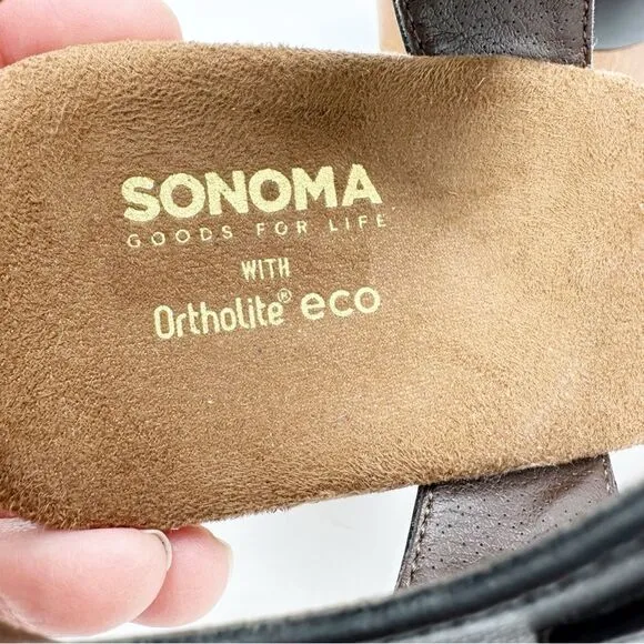 Sonoma Chunky Platform Comfort Sandal Retro Vibe Black Brown Ortholite Sz 9M