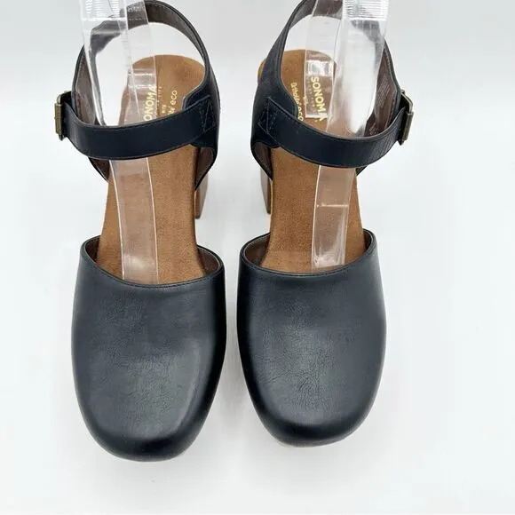 Sonoma Chunky Platform Comfort Sandal Retro Vibe Black Brown Ortholite Sz 9M