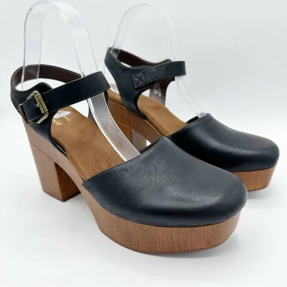 Sonoma Chunky Platform Comfort Sandal Retro Vibe Black Brown Ortholite Sz 9M