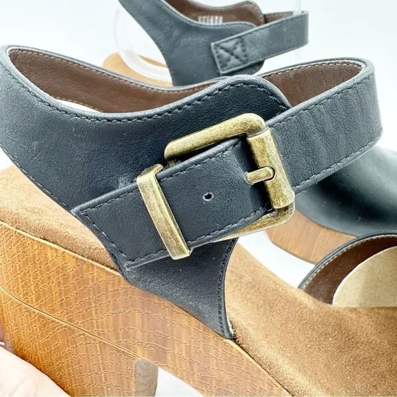 Sonoma Chunky Platform Comfort Sandal Retro Vibe Black Brown Ortholite Sz 9M