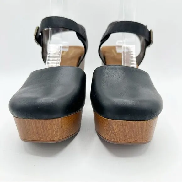 Sonoma Chunky Platform Comfort Sandal Retro Vibe Black Brown Ortholite Sz 9M
