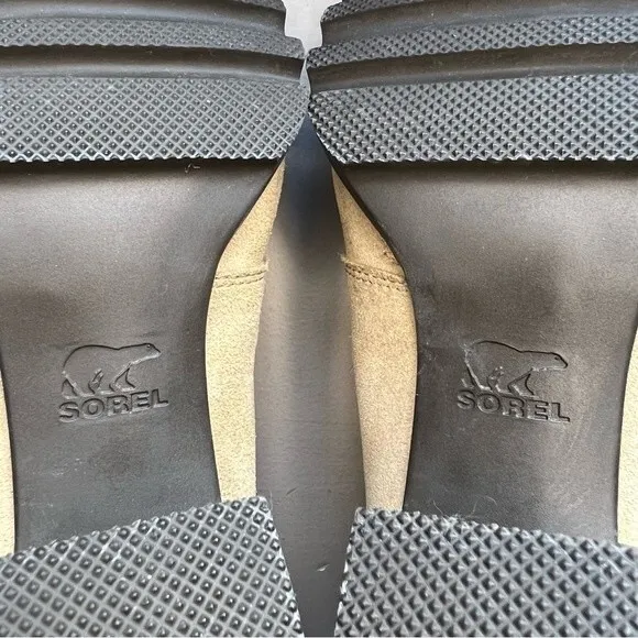 Sorel Addington Chelsea Tan Suede Pull On Boho Ankle Boot Stacked Heel Women 8.5