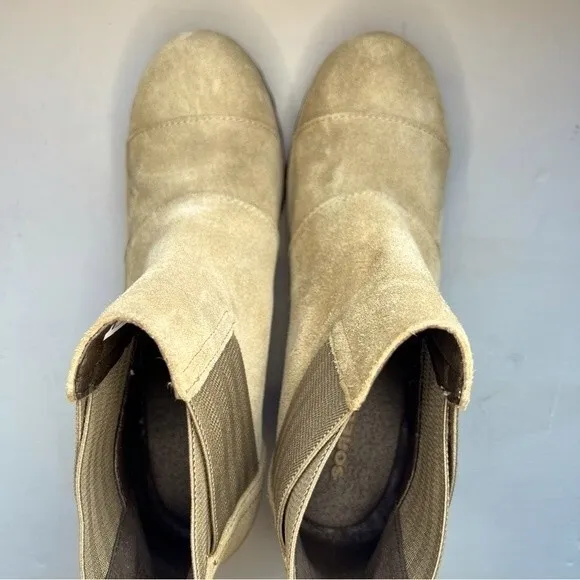 Sorel Addington Chelsea Tan Suede Pull On Boho Ankle Boot Stacked Heel Women 8.5