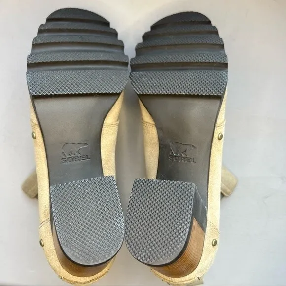 Sorel Addington Chelsea Tan Suede Pull On Boho Ankle Boot Stacked Heel Women 8.5