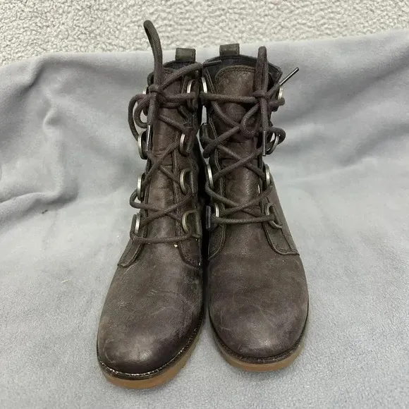 Sorel Cate Lace Up Leather Boots Size 8.5 Brown Waterproof Combat Boho Prairie