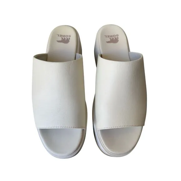 SOREL Dayspring Slide Platform Sandal In Cream/Chalk/ Gum 16