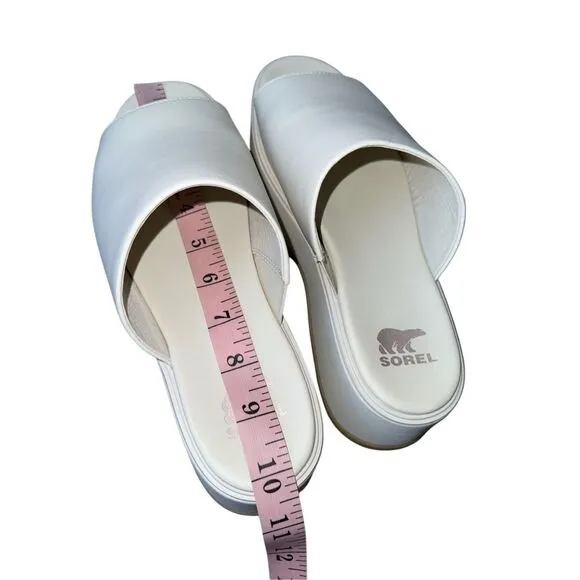 SOREL Dayspring Slide Platform Sandal In Cream/Chalk/ Gum 16