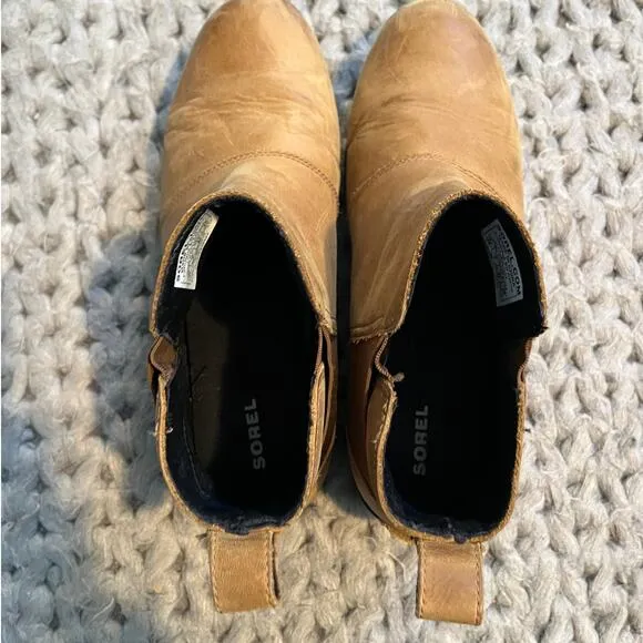 Sorel emelie chelsea boots leather tan size 10