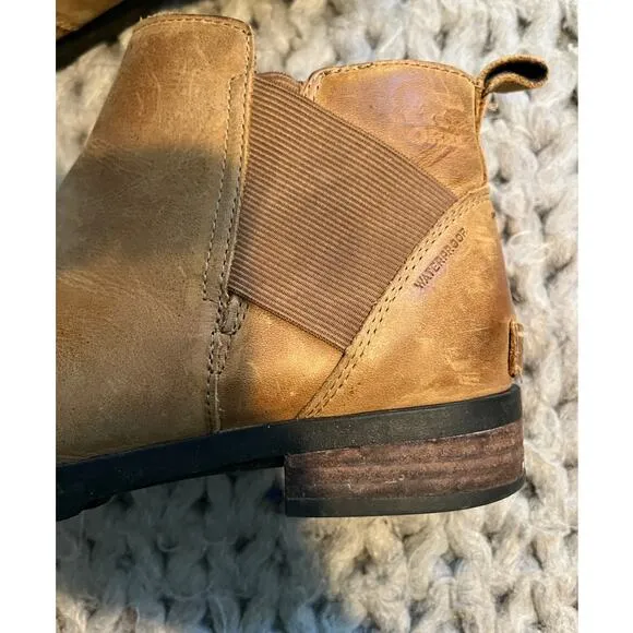 Sorel emelie chelsea boots leather tan size 10