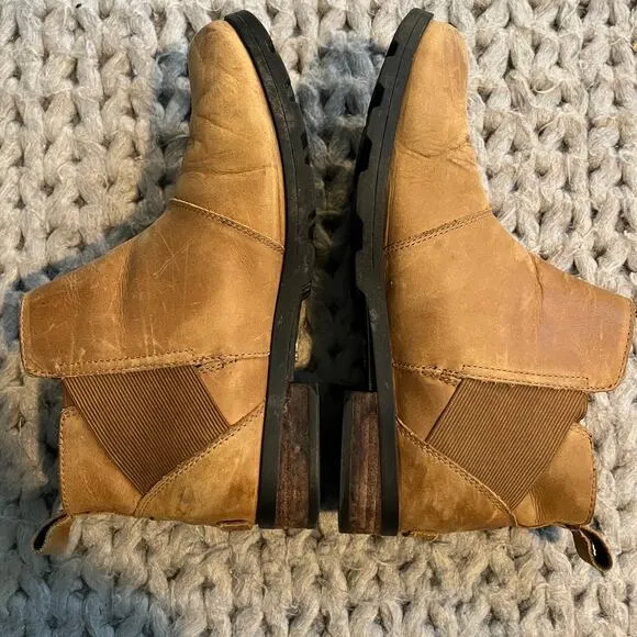 Sorel emelie chelsea boots leather tan size 10