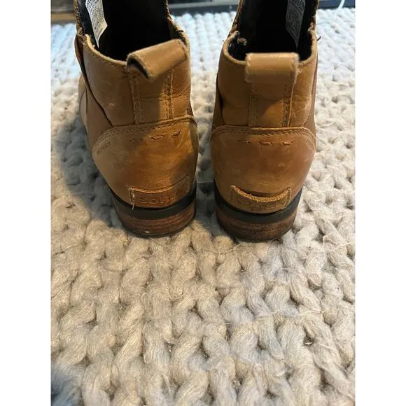 Sorel emelie chelsea boots leather tan size 10