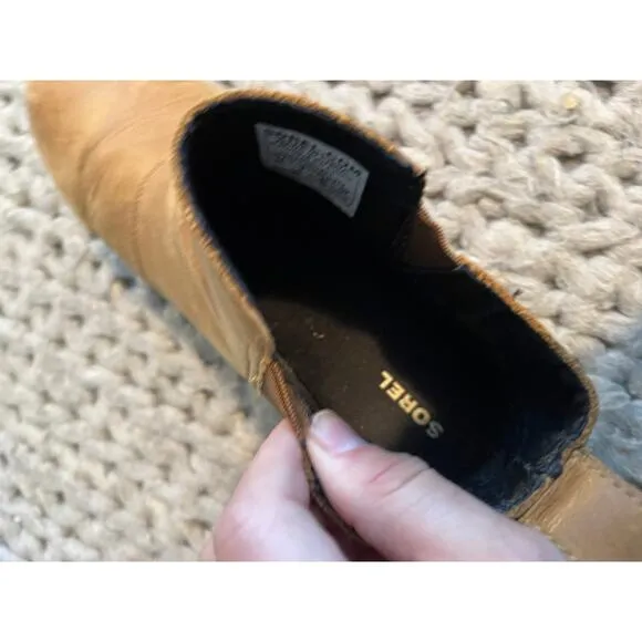 Sorel emelie chelsea boots leather tan size 10