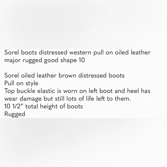 Sorel Major leather boots size 10. Hard to find style.
