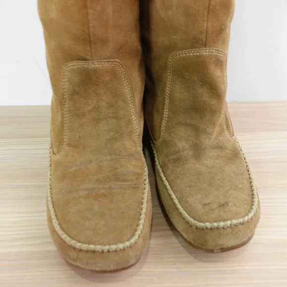 Southwestern Knee High Platform Boots Women 8.5 Camel Wedge Boho Tall CHOCOLAT