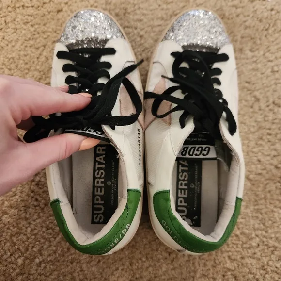 Sparkle Sneaker Star Womens Fashion Shoes Size 7 White Black Green