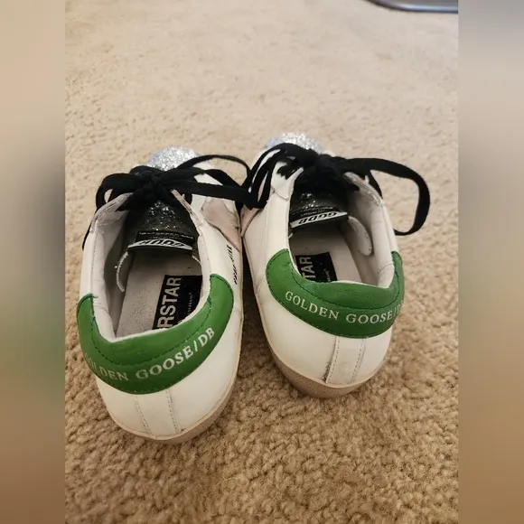 Sparkle Sneaker Star Womens Fashion Shoes Size 7 White Black Green