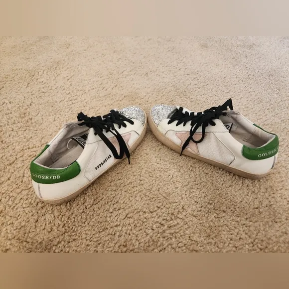 Sparkle Sneaker Star Womens Fashion Shoes Size 7 White Black Green