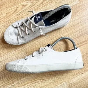 Sperry Top Sider Womens Brushed Canvas Light Beige Fashion Sneaker Size 8