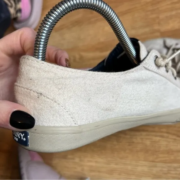 Sperry Top Sider Womens Brushed Canvas Light Beige Fashion Sneaker Size 8