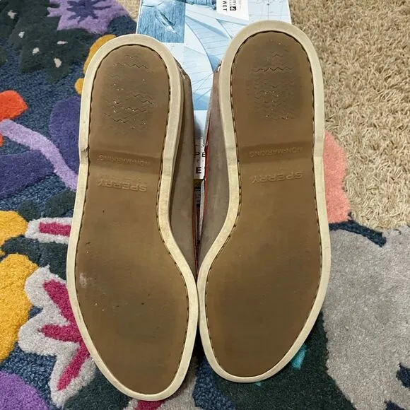 Sperry/10.5 boat/slip on shoes  - orange, tan and Cream.