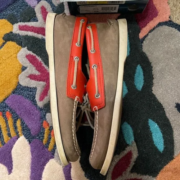 Sperry/10.5 boat/slip on shoes  - orange, tan and Cream.