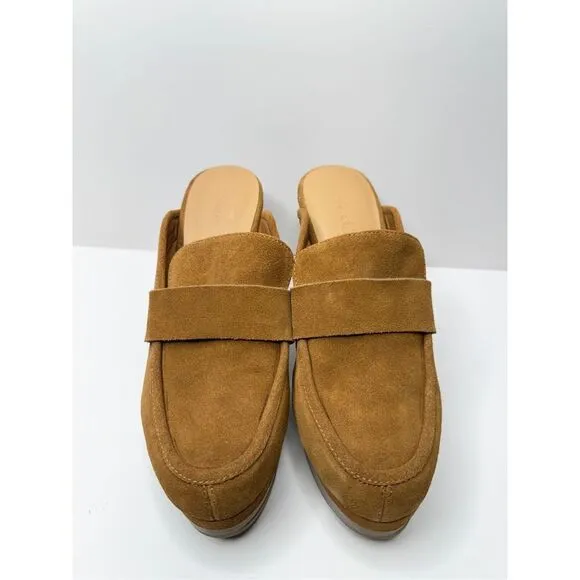 Splendid Clogs Vina Platform Size 8 Tan Suede Leather Slip On Shoes NEW