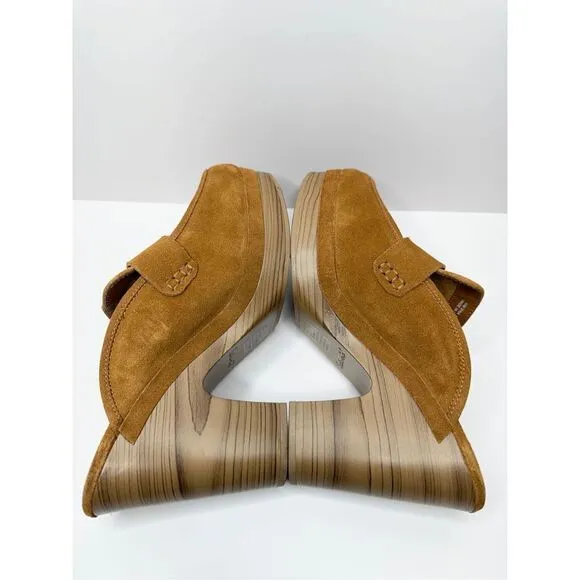 Splendid Clogs Vina Platform Size 8 Tan Suede Leather Slip On Shoes NEW