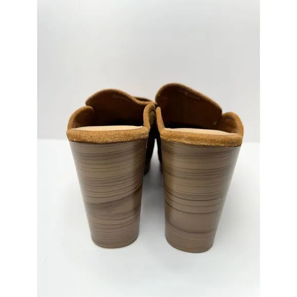 Splendid Clogs Vina Platform Size 8 Tan Suede Leather Slip On Shoes NEW
