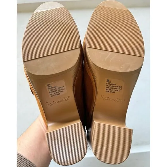 Splendid Clogs Vina Platform Size 8 Tan Suede Leather Slip On Shoes NEW