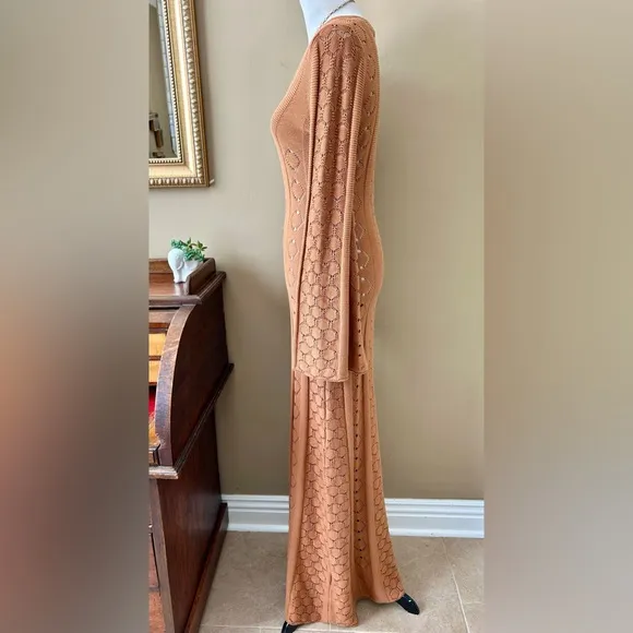 Splendid x Rachelove Rachel Love Knit Maxi Long Sleeve Crochet Cover-Up S